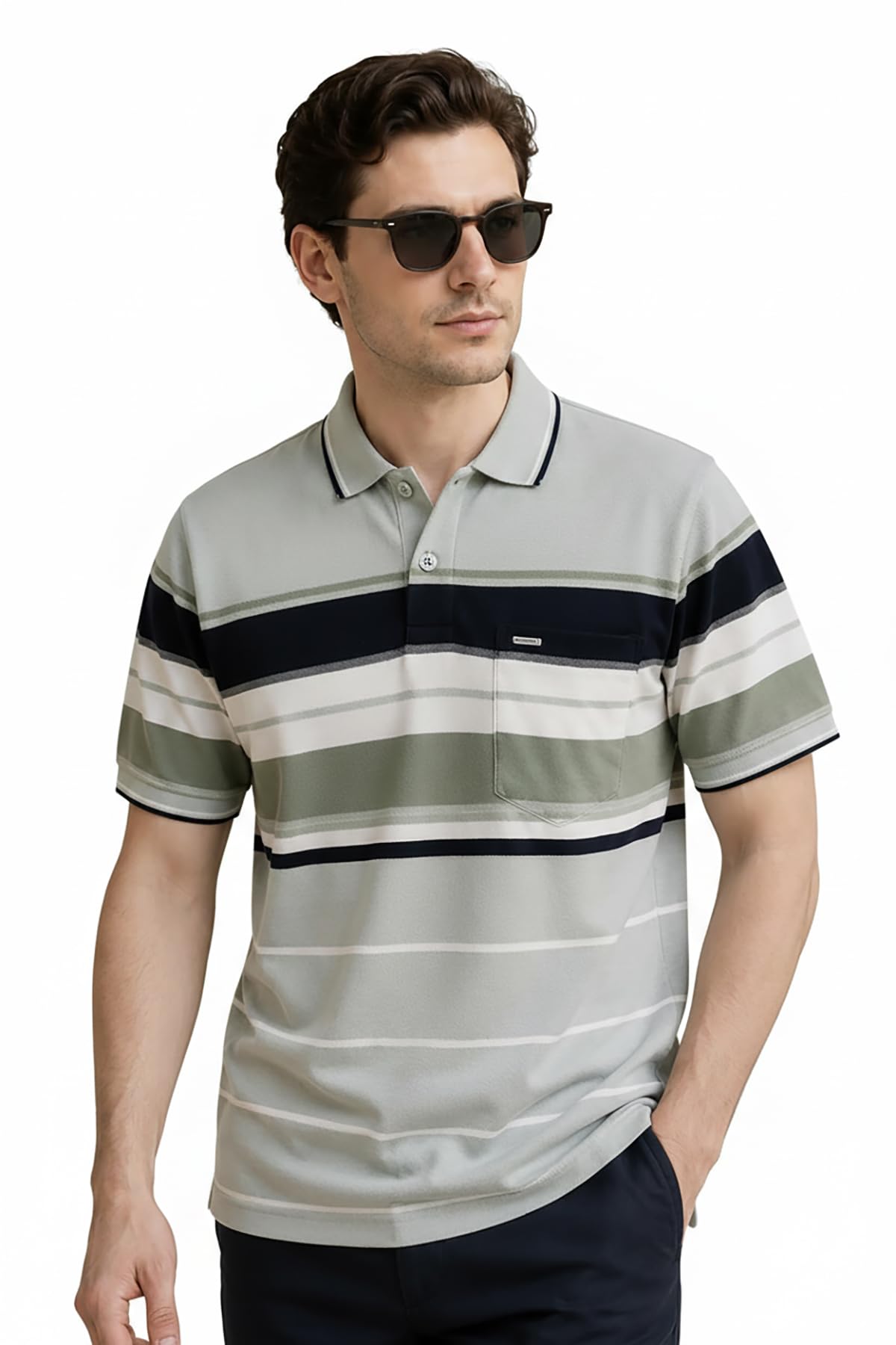 Half Cotton Polo T Shirt for Man with Pocket - Regular Fit Mens Collar Tshirt