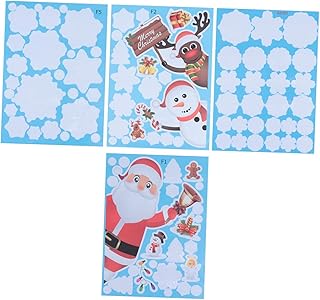 DOITOOL 4 Folhas Adesivos De Janela De Natal Decoração De Natal Adesivos De Natal Pvc Decoração De Festa De Natal Adesivos De Parede Mini Adesivos De Floco De Neve Festa De Natal Alce F5