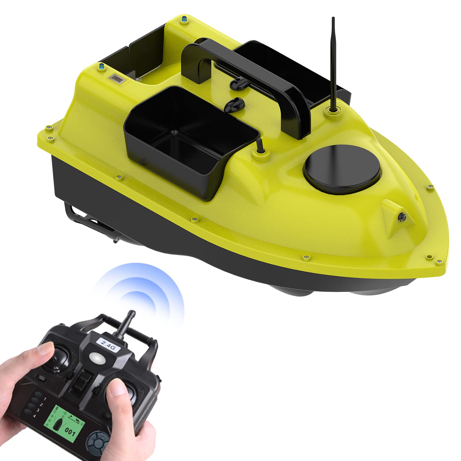 Fawoonu Fishing Bait Boat with 3 Bait Containers Automatic Bait Boat with 400-500M Remote Range