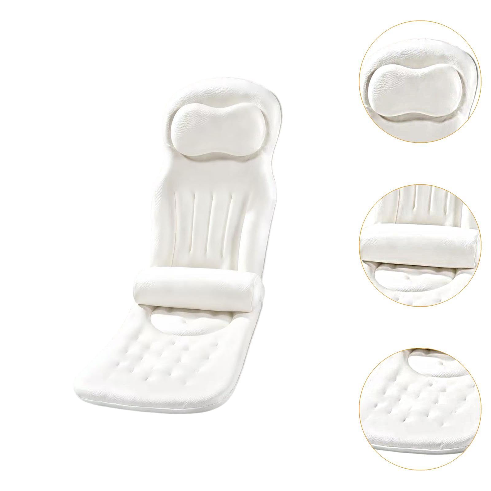 Cuscino Vasca da Bagno Cuscino Corpo Intero per Vasca Cuscino Confortevole da Bagno Supporto Schiena Testa Ventose Salde Tessuto Rete Traspirante Anti, Bianco