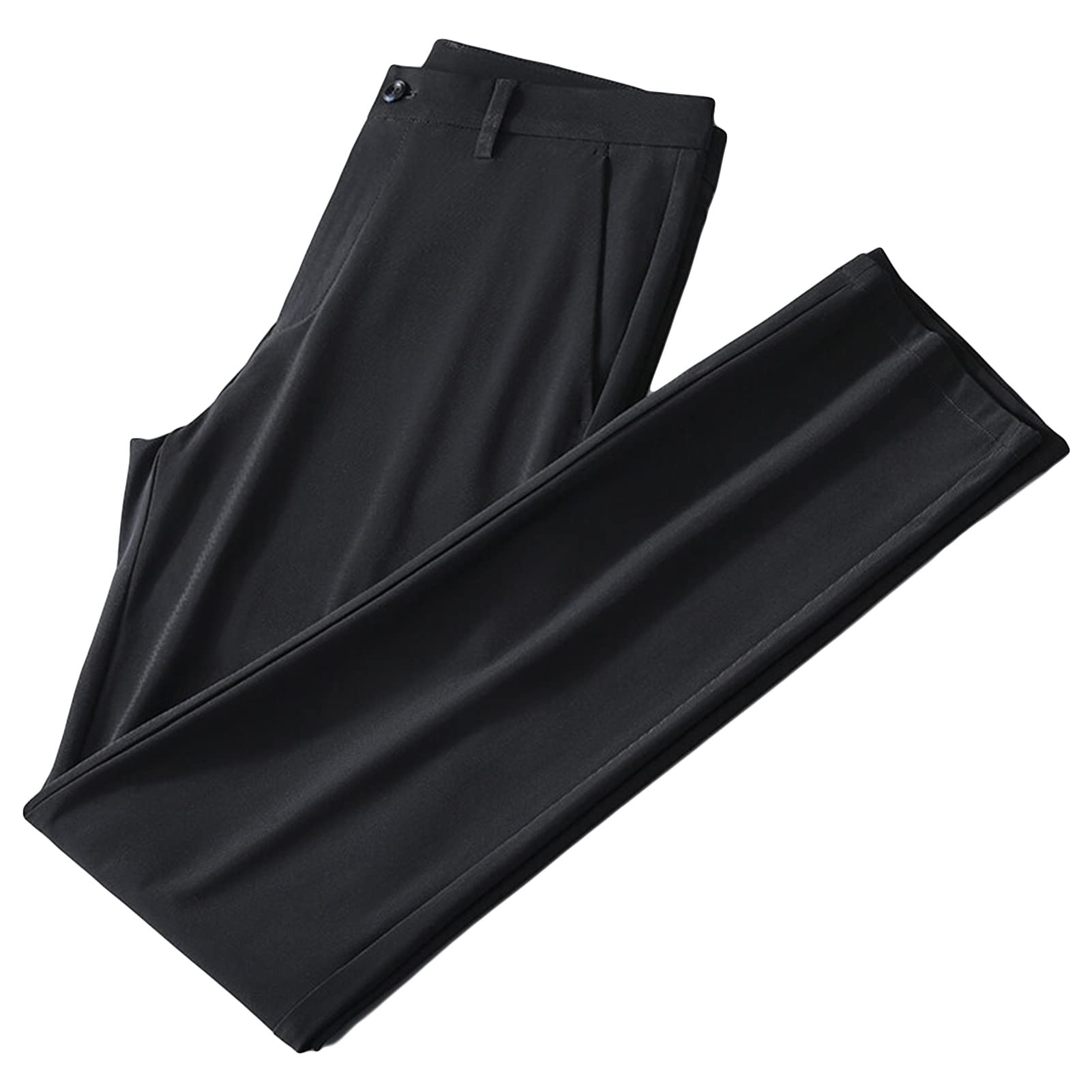 Maiyifu-GJ Men's Slim Fit Stretch Pant Summer Casual Tapered Suit Pant Lightweight Wrinkle Resistant Business Trousers (Black,32)