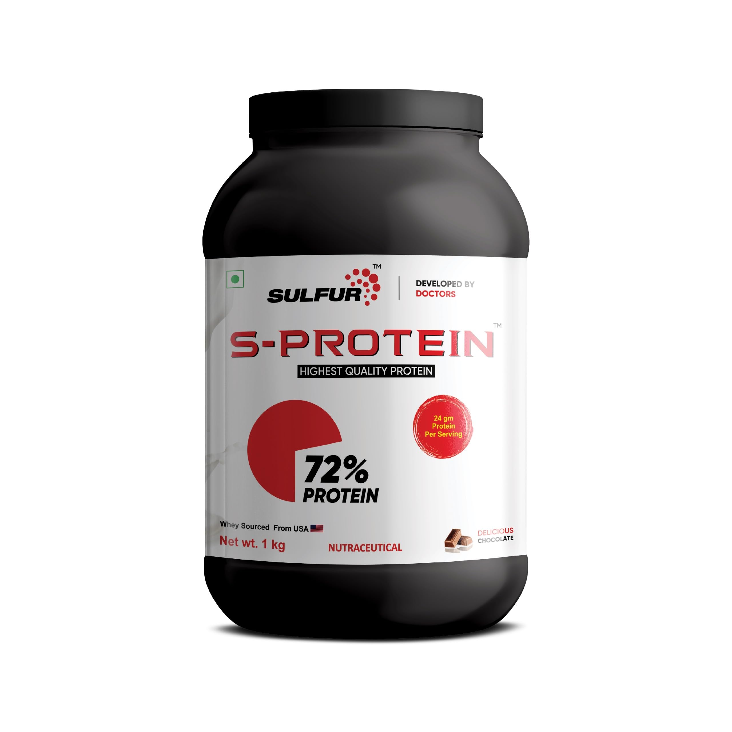 S-PROTEIN Pure Whey Protein Concentrate | Developed By Doctors | Whey from USA (1 KG, Chocolate) (B0DDR5YBXT) Amazon Price History, Amazon Price Tracker