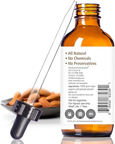 Miniatura 3 de Hidratante orgánico de aceite de almendras dulces - en botella de vidrio de 4 onzas con cuentagotas | Loción para el cuidado de la piel prensada en