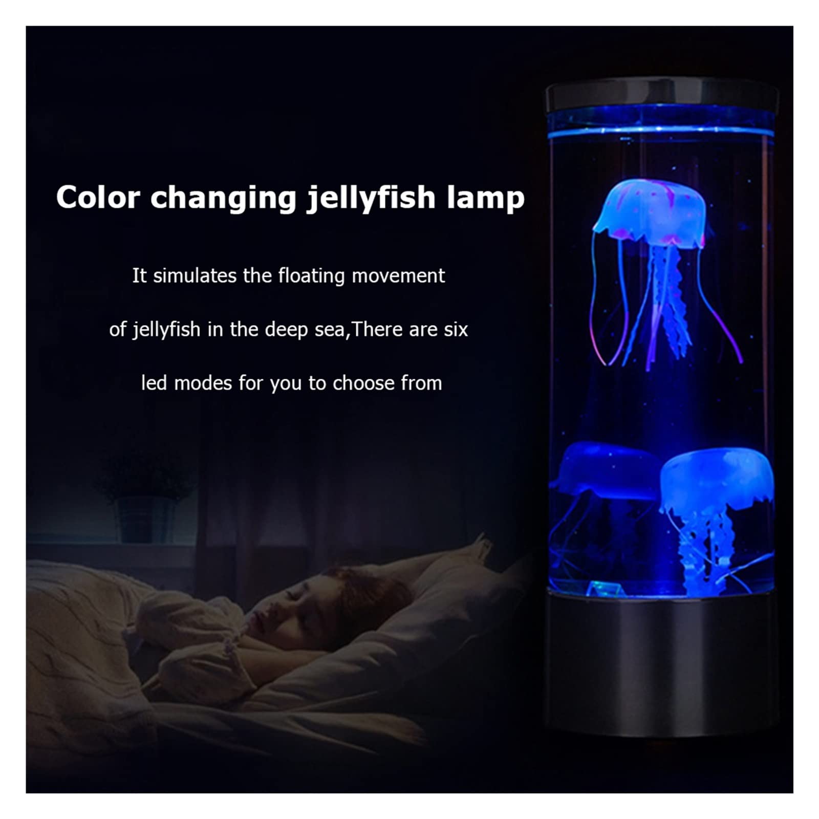 lampa meduzy LED Fantasy Meduza Lampa nocna Lampka nocna Zmiana koloru Zmieniający się Meduza Zbiornik Akwarium Lampa Led Relaksujące Nastrojowe Światła Lampa Lawowa (Kolor: B, Rozmiar: 1)