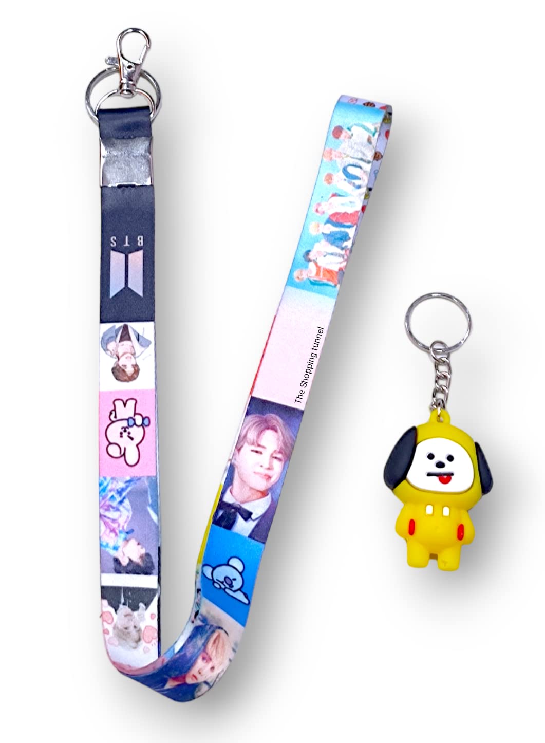 The shopping tunnel Cute BTS bt21 Chimmy Keychain with BTS lanyards Multicolor(Set of 2)