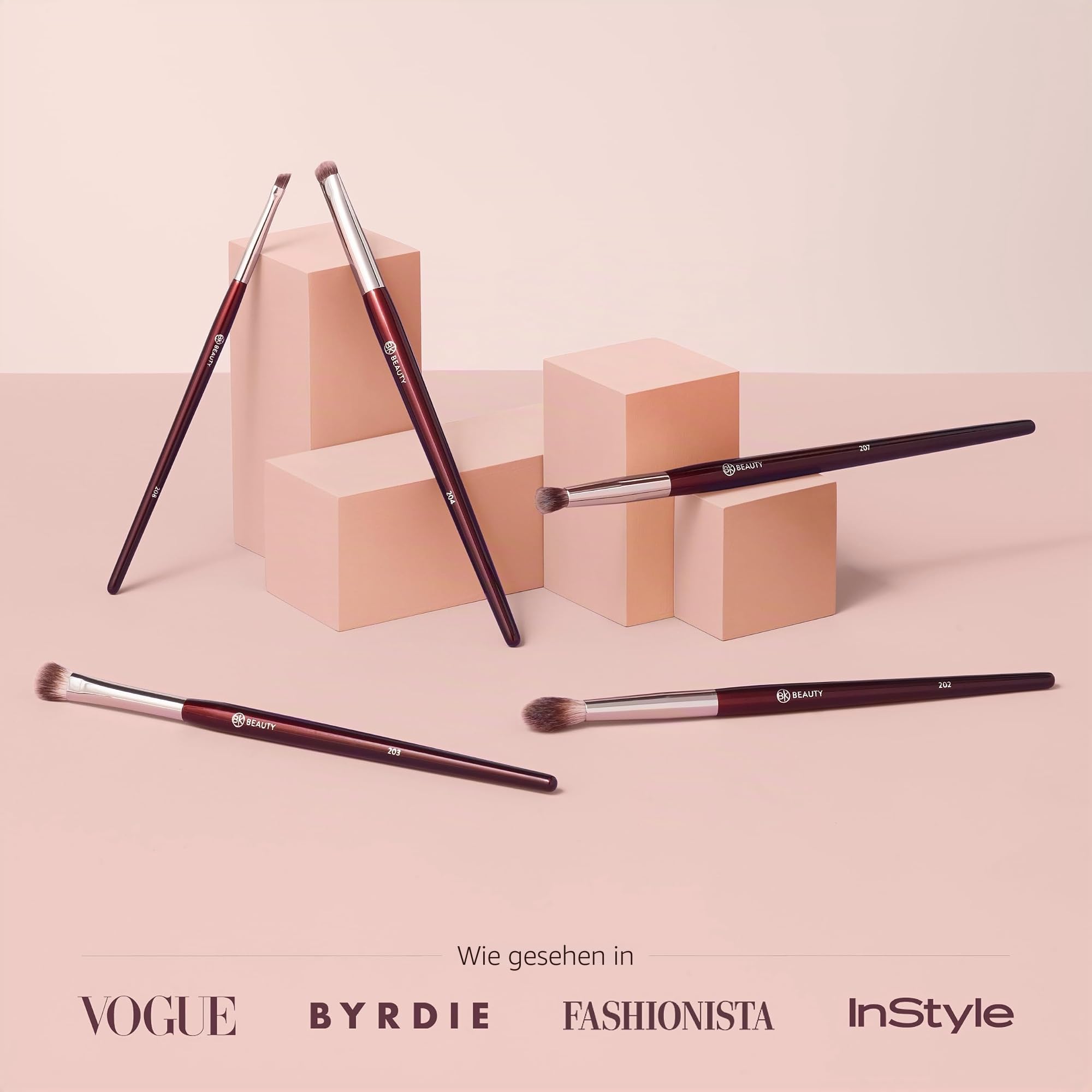 BK BEAUTY - Pinsel-Set für mit Kapuze oder kleineren Augen (5-teilig) – Lidschatten-Pinsel-Set zum Verblenden, Verwischen und Definieren von Lidschatten und Eyeliner | Premium-Augen-Make-up-Pinsel für