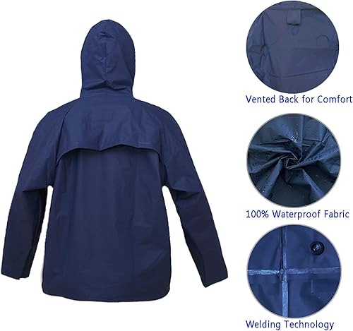 Miniatura 10 de Ultra-Lite - Traje de lluvia para hombres y mujeres, abrigo de lluvia impermeable con pantalones, 2 piezas para la lluvia (negro, M)