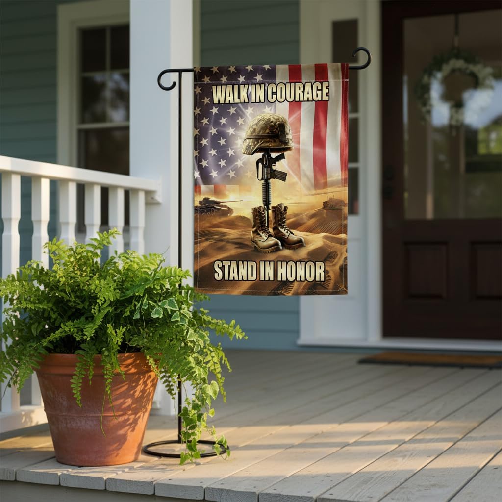 Army Veteran Garden Flag 12x18 In Double-Sided Military Tribute Banner with Fallen Soldier Cross, Durable All-Weather Outdoor Decor for Veterans Day, Patriot Day and Christmas Day - Image 5