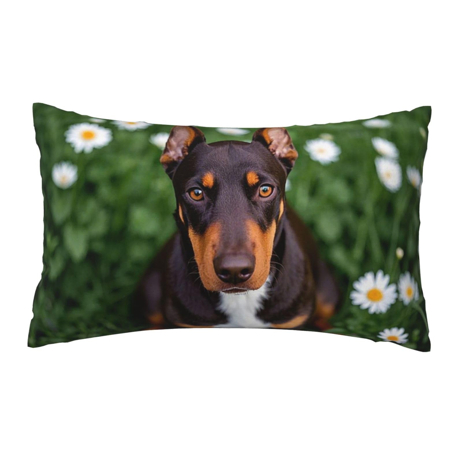 FodPand Luxury Velvet Pillow Cases 12 x 20 inch Super Soft Decorative Throw Pillow Covers - Cute Pet Doberman Pinscher Pillowcases Modern Lumbar Cushion Cases for Couch Sofa Bed Pillow Shams