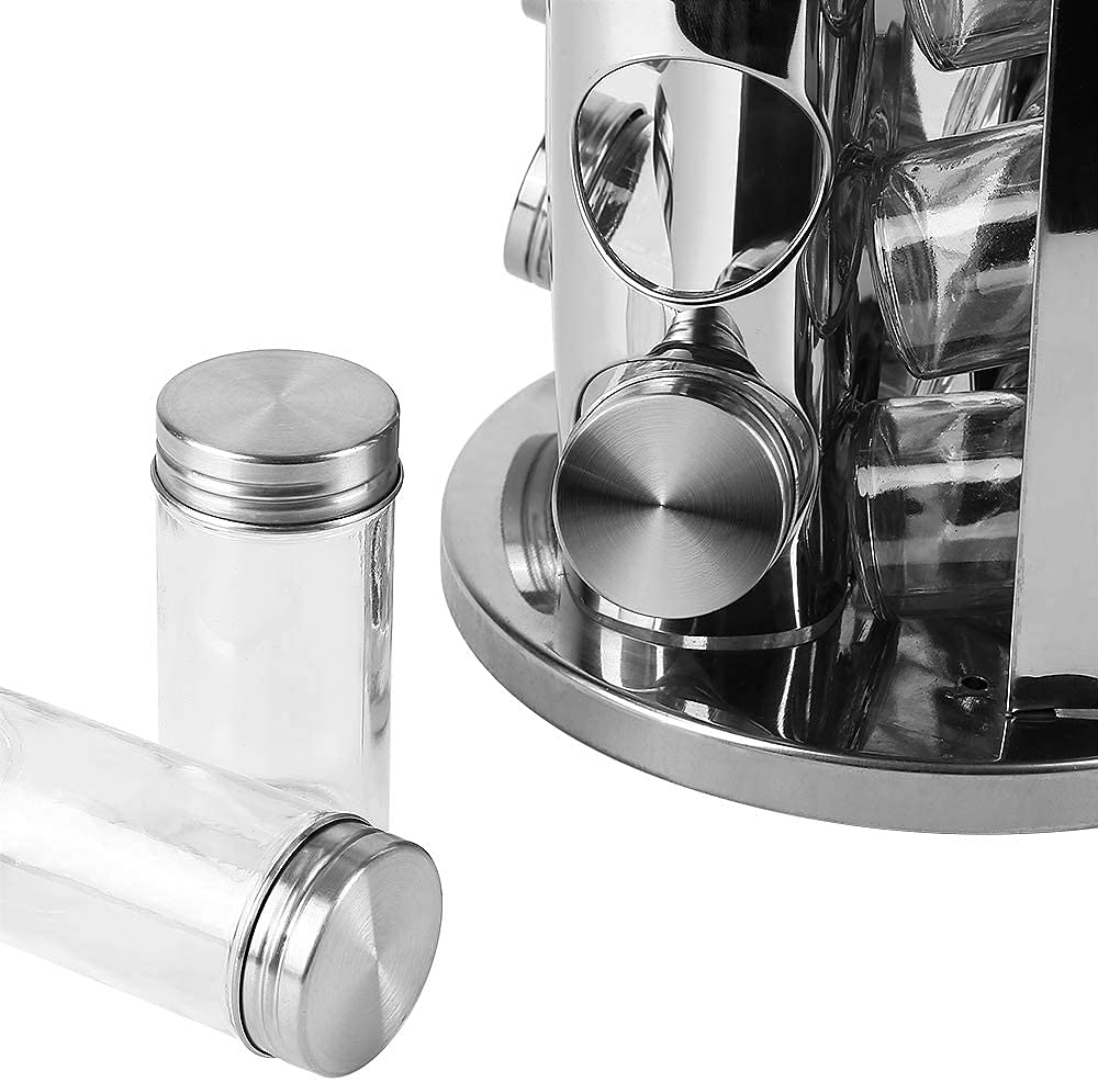 Carrusel De 16 Especias Con Soporte Y Base Giratorios, Dispensador De Especias, Acero Inoxidable
