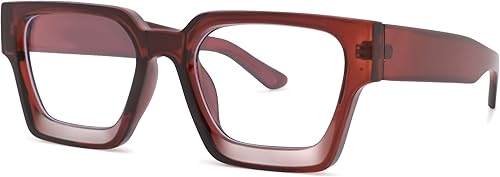Miniatura 5 de Haygafe Gafas de luz azul con marco cuadrado grueso para mujeres y hombres, gafas de computadora de moda con lente transparente