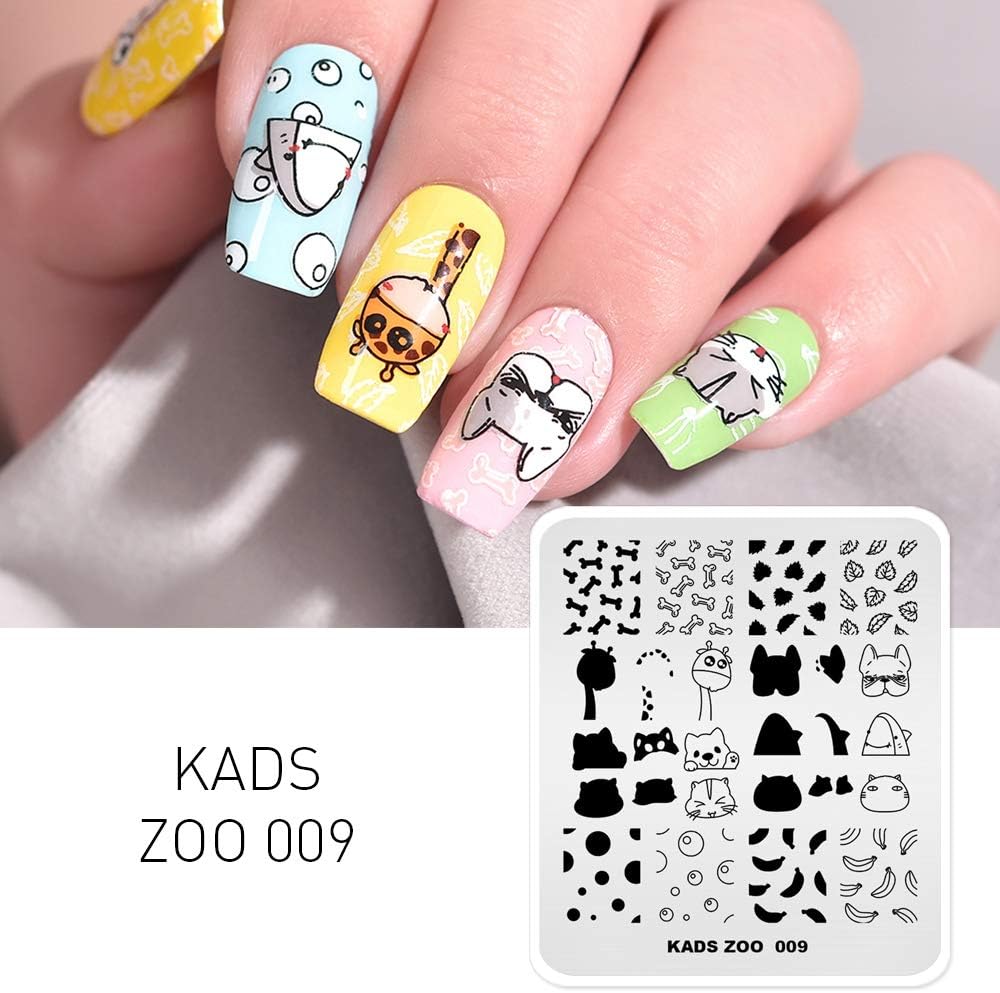 KADS Stamping Plates Cute Dog Giraffe Manicure Template Nail Art Image Stamp Nail Design Tools (ZO009)