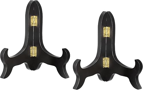uxcell 2pcs 5" soporte de placa de caballete, soporte de exhibición plegable de madera negro para marco de imagen decorativo
