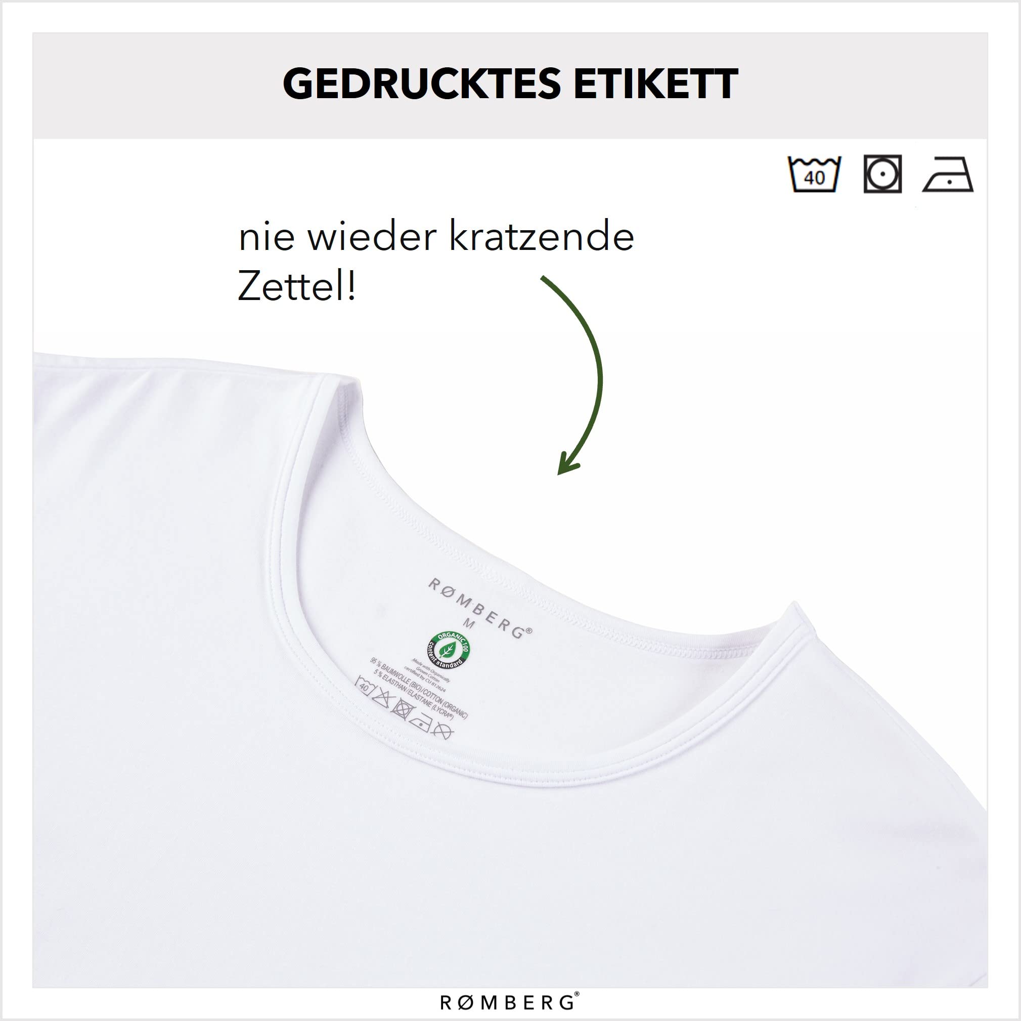 Romberg Herren Unterziehshirt mit Rundhals, 3er Pack aus nachhaltiger Bio-Baumwolle (GOTS Zertifiziert)