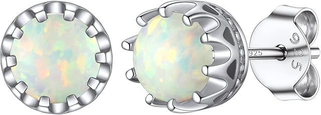 Silvora Shiny Sterling Silver Birthstone Stud Earrings for Women Teen Girls with Delicate Gift Packaging