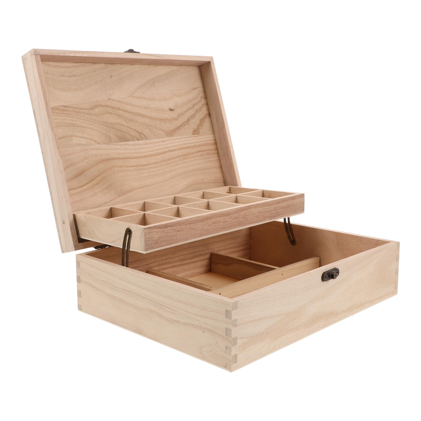 Boîte à bijoux beige avec compartiments bois pour protéger bagues
