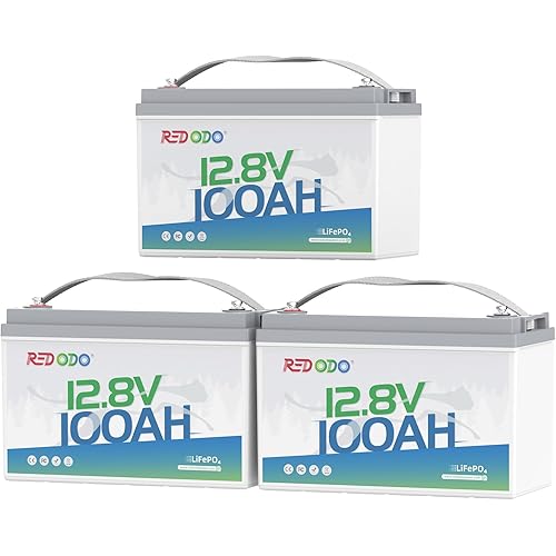 Redodo 3 Pack 12V 100Ah Lithium LiFePO4 Battery, Group 31 Battery Built in 100A BMS, Up to 15000 Cycles, 10 Years Lifetime, Perfect for RV, Off Grid, Solar, Marine, Trolling Motor