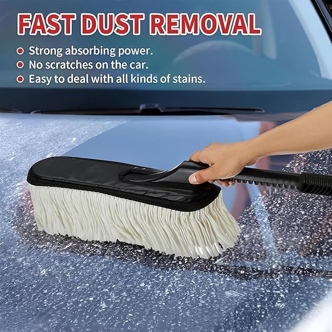 Image of Car Cleaning Duster with Long Handle | Microfiber Car Dust Brush for Interior & Exterior | Scratch-Free Vehicle Cleaning Mop for Car, Bike & Home