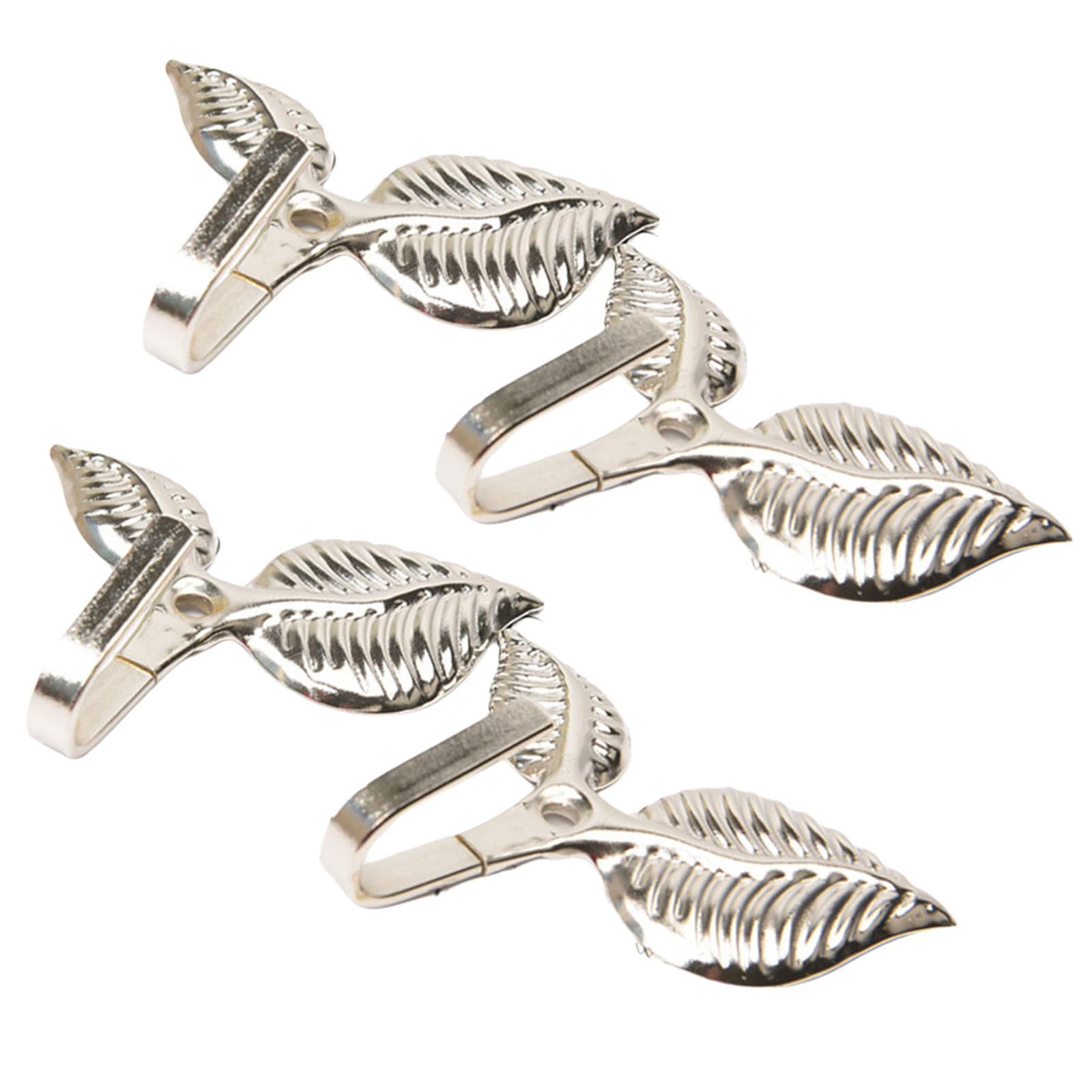 4pcs Curtain Tieback Hooks, Vintage Leaf-shape Curtain Holdbacks Hooks Wall Mounted Drapery Tieback Towel Hook Hanger Hook