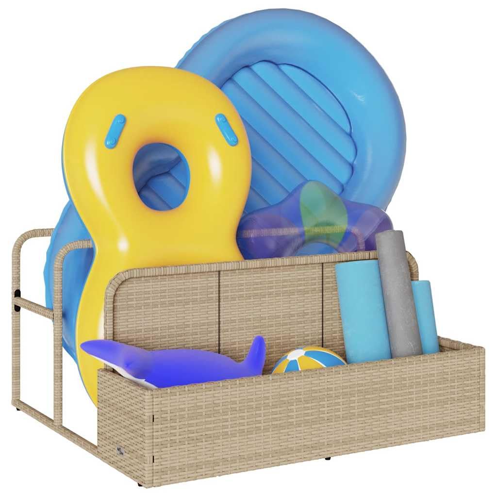 SKM Pool Aufbewahrungsbehälter Beige 110x100x57 cm Poly Rattan,Heim & Garten,Haushaltsbedarf,Aufbewahrung & Ordnungssysteme,Beige,9.8KG,4104091
