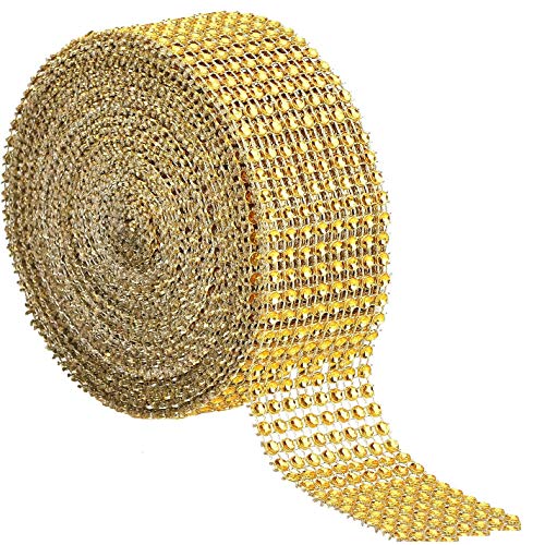 8 Row 10 Yards Diamond Ribbon Acrylic Rhinestone Ribbon Decorative Ribbon for Bling Bride Bouquet, Frame, Vases, Wedding