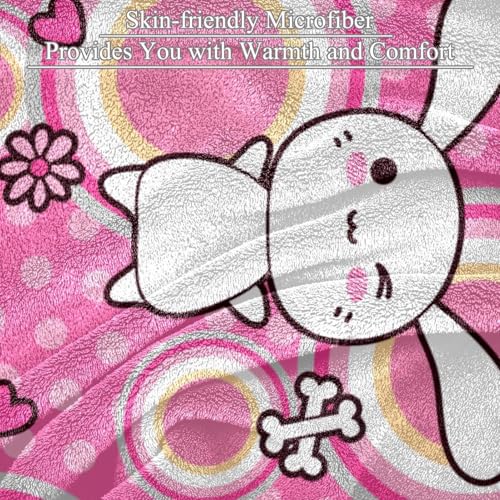 Couverture polaire lapin mignon jeté de canapé microfibre chaude douce 150x130 - 3