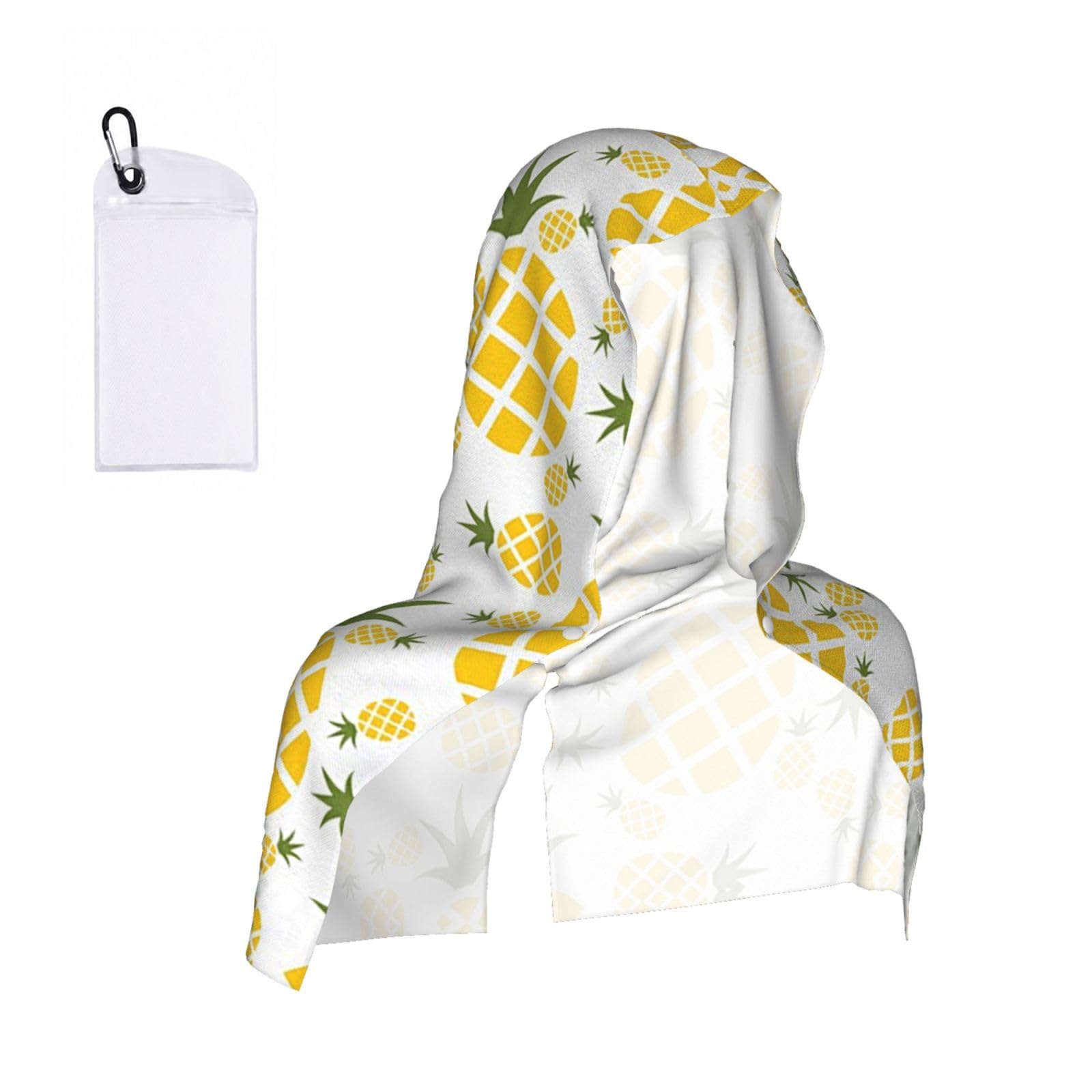 EZDLOWVBA Pineapple Print 2 Pack Cooling Hoodie Towels,Sports Headscarf, Neck Wrap Scarf,Breathable Cooling Towel For Neck And Face, Travel, Swimming, Training