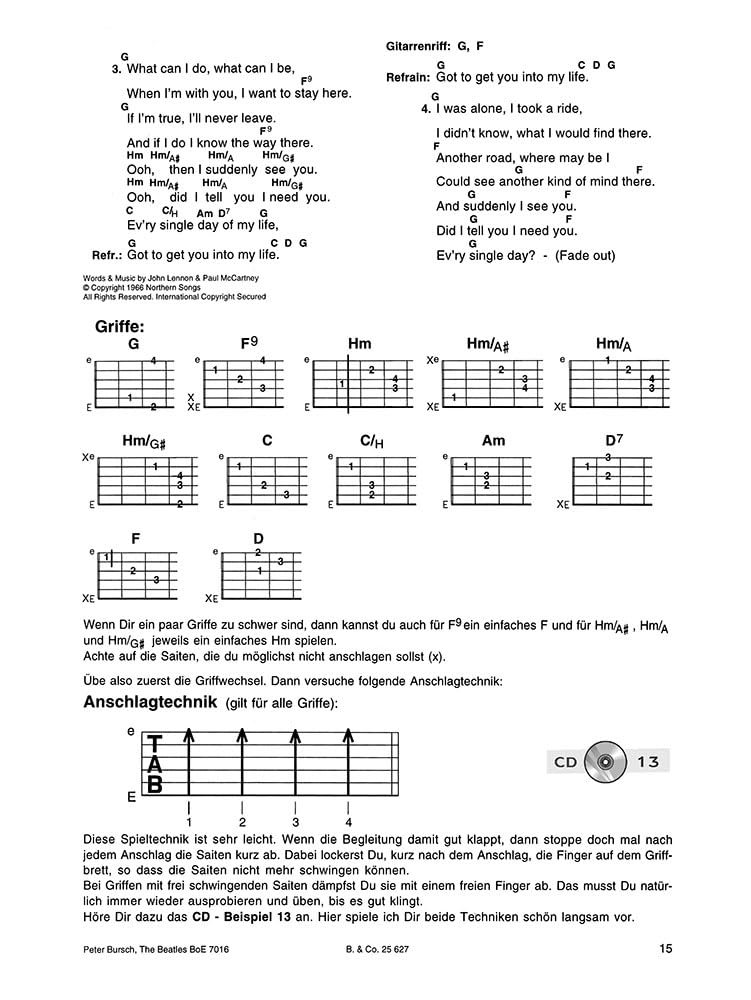 Beatles für Gitarre Band 2 Peter Bursch | Akustikgitarre Songbook mit CD für Anfänger Schüler Erwachsene | Leichte Gitarre Lernen Riffs Schlagmuster ... Rock Noten Gitarrenschule: Revised Edition