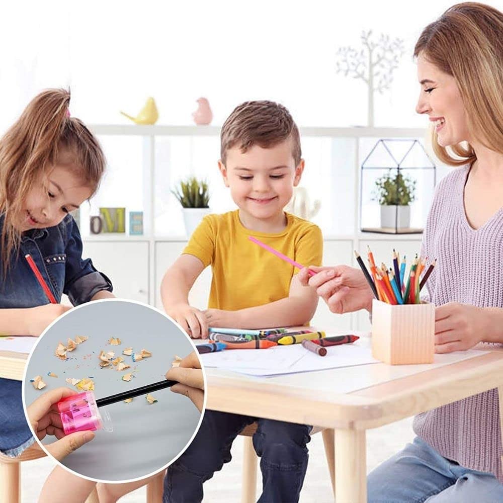 Lot De 4 Taille-Crayons Manuels Avec Housse – Crayons 8 Mm – Copeaux Transparents