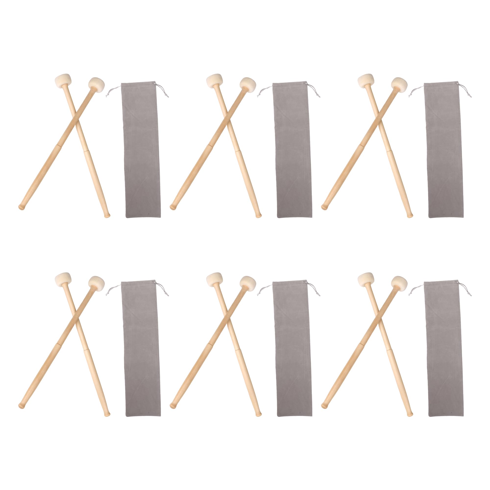 Yibuy Juego de 10 mazos de madera para timbales de percusión con cabeza de fieltro para bombo
