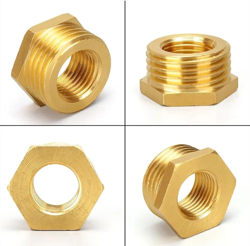 Brass Hex Bushing Reducer Pipe Fitting F To M Threaded 1/8 1/4 3/8 1/2 3/4 Reducing Copper Water Gas Adapter Coupler Connector,500 Pcs