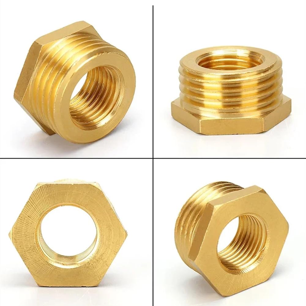 Accesorio de tubería reductor de buje hexagonal de latón, rosca F a M, conector adaptador de cobre para agua y gas, 1/8, 1/4, 3/8, 1/2 y 3/4, 20 unidades