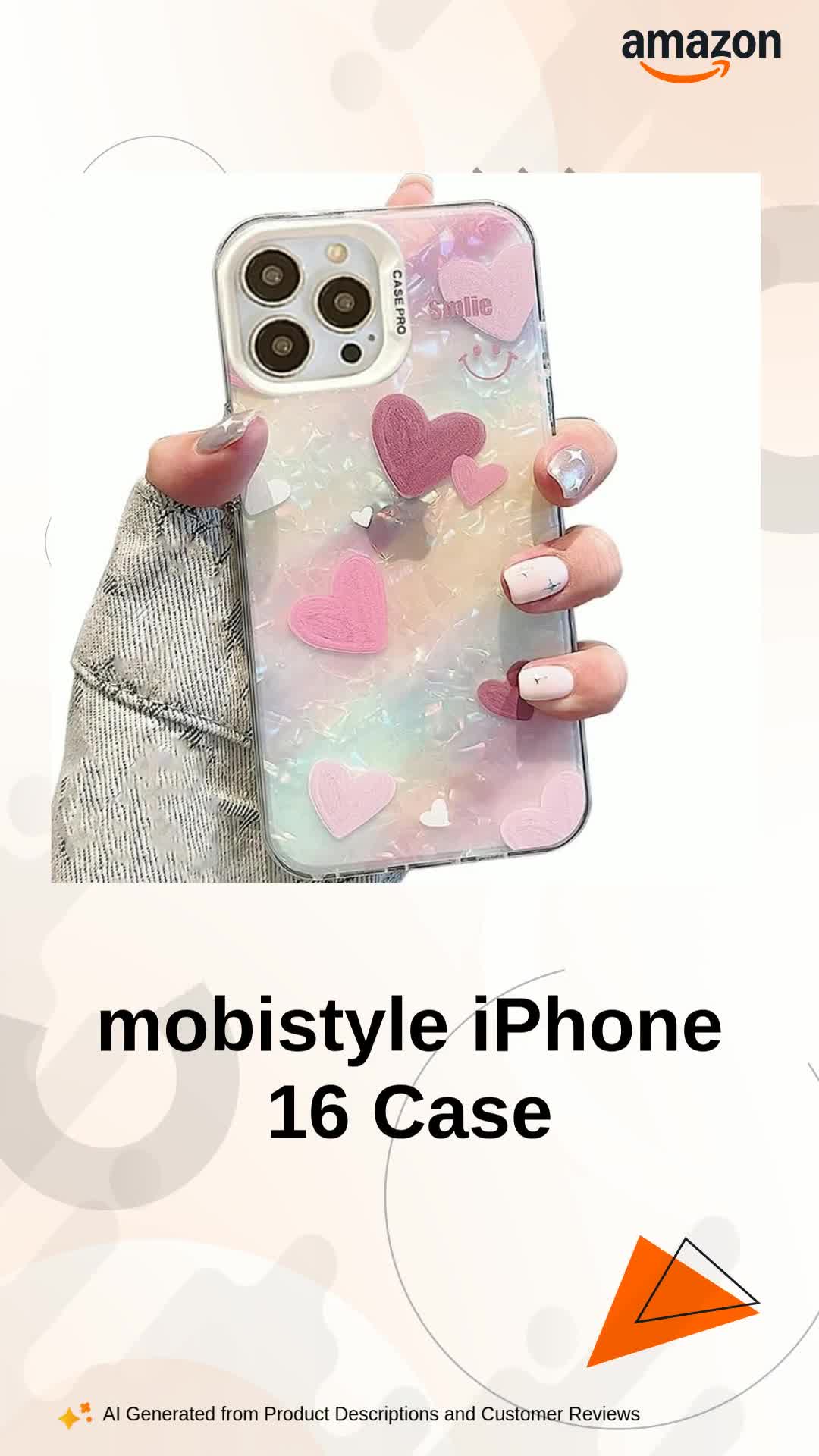 mobistyle iPhone 16 Pro Max Cover Case Cool Shining Shell Love