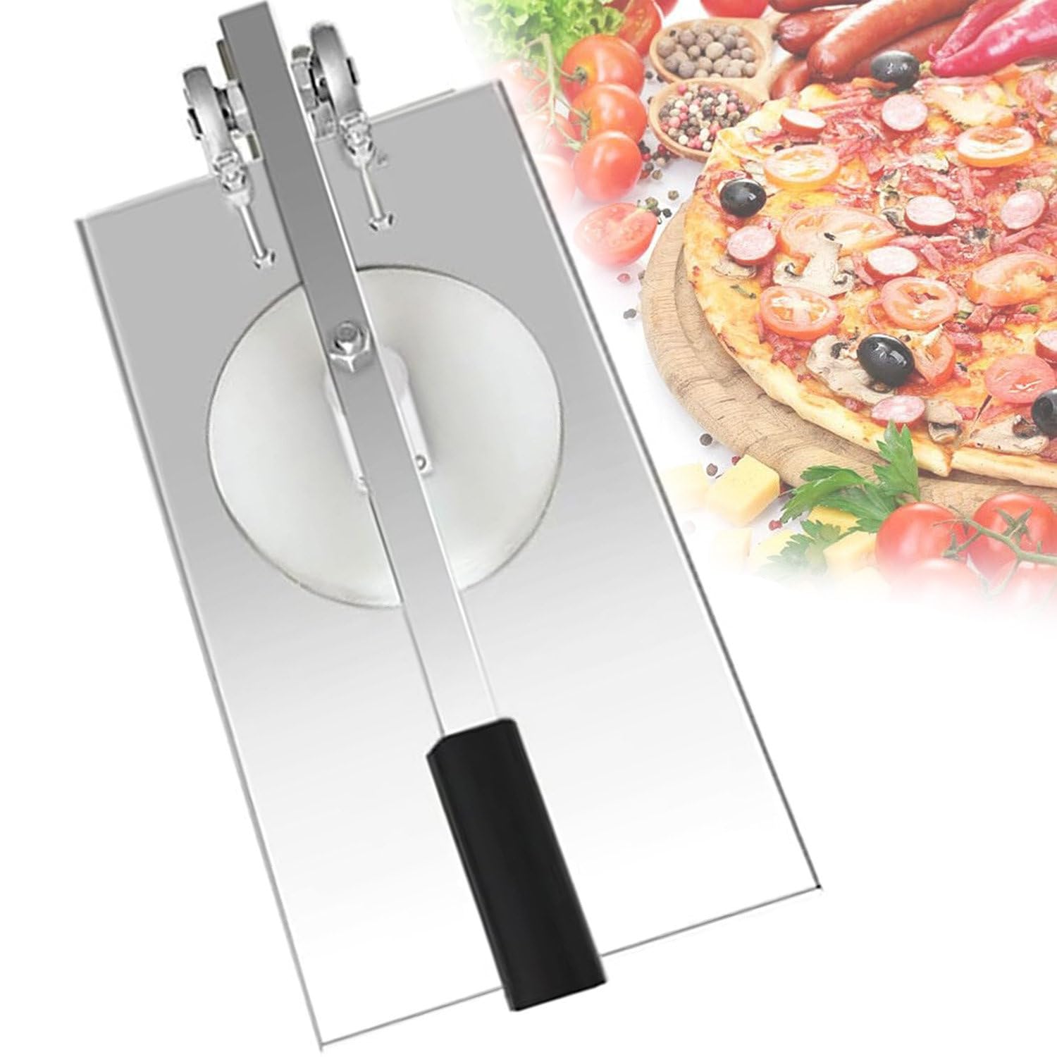 Gewerbliche Pizzabodenpresse, manuelle Pizzapresse, Verstellbarer Auslegerwinkel, 12–24 cm Antihaft-Druckplatte, für Pfannkuchen, Entenbrust, 18 cm