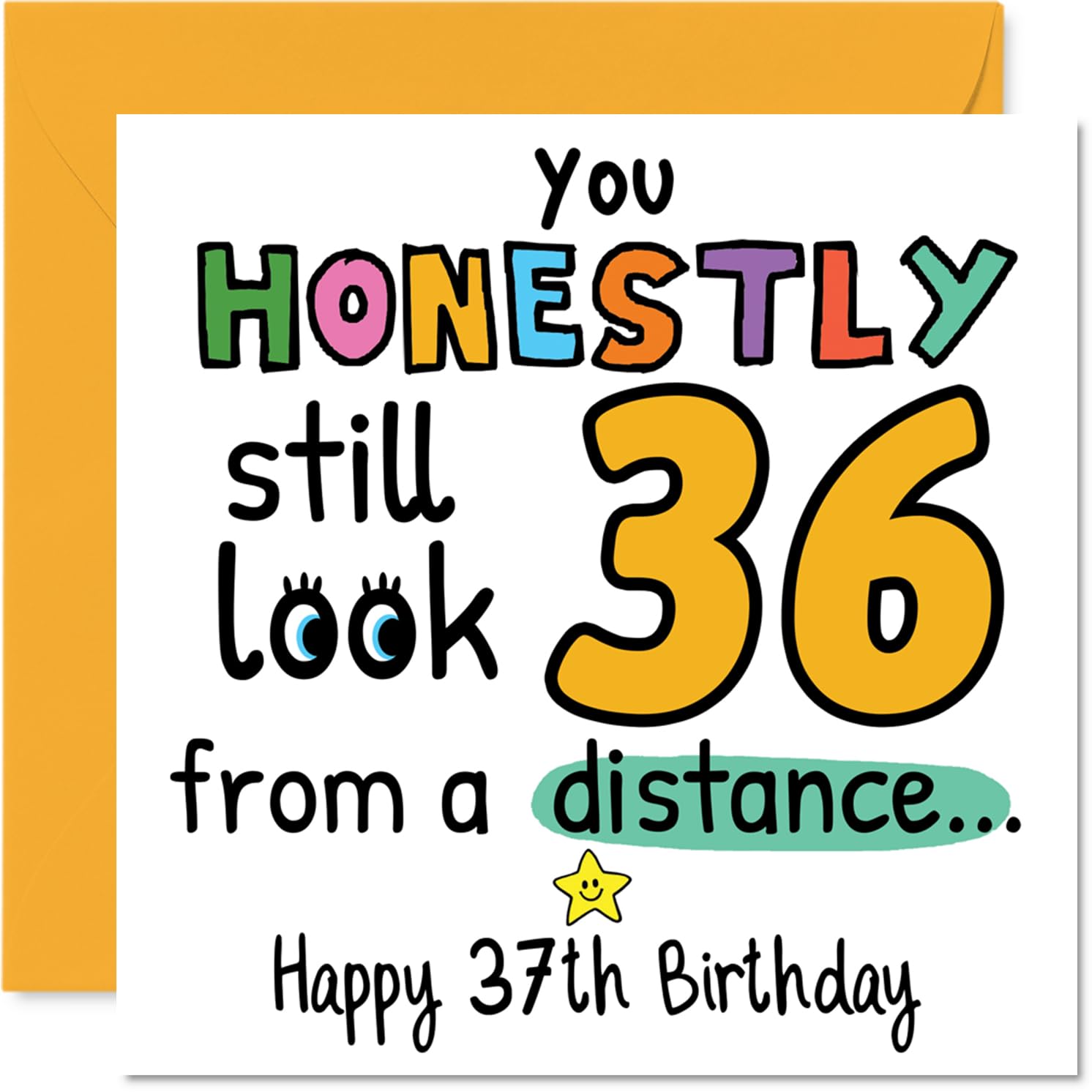 37th Birthday Cards for Men Women - From a Distance - Happy Birthday Card for 37 Year Old Man Woman Uncle Cousin Wife Son, 145mm Bday Greeting Cards