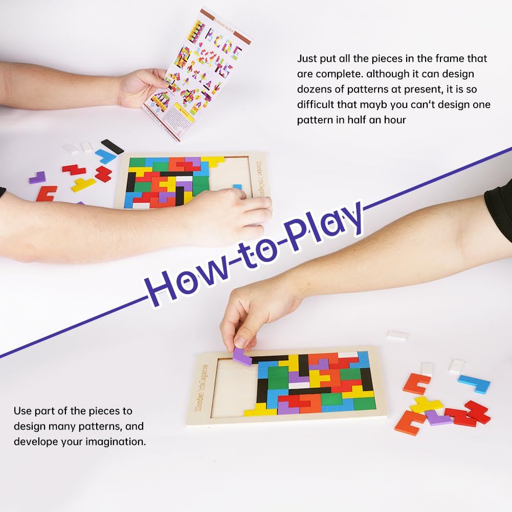Ainiv Tangram Puzzles, 3 w 1 Drewniane Puzzle Inteligencji Zestaw, Drewniana Układanka, Łamigłówka, Zabawki Edukacyjne, Pudełko Puzzle, Klocki Budowlane, Prezent dla Chłopców i Dziewcząt
