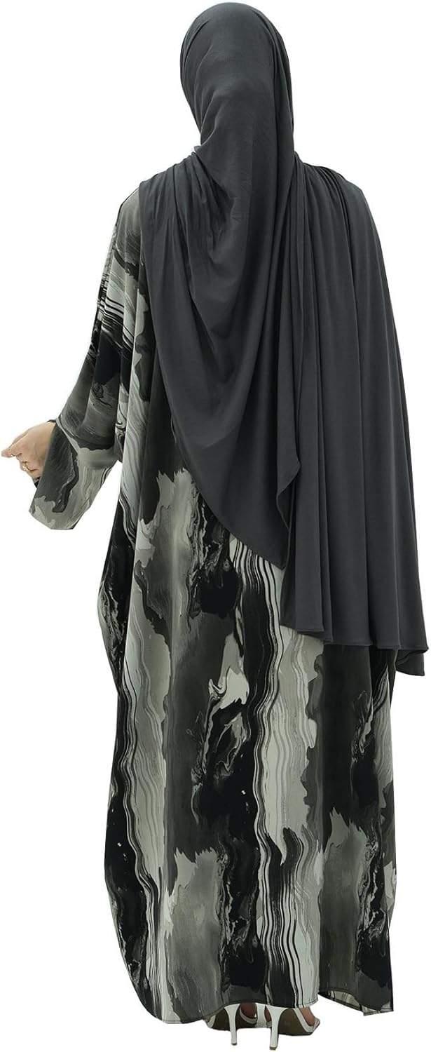 Muslim Prayer Cardigan Fashion Tie-dye Abaya Islamic Light Dress Comfortable Long Robe for Women