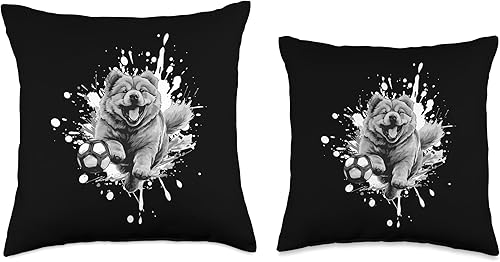 Miniatura 3 de Dog Soccer Sports Inc Chow Dog Playing Soccer  Team Sports Animal Throw Pillow, 16x16, Multicolor