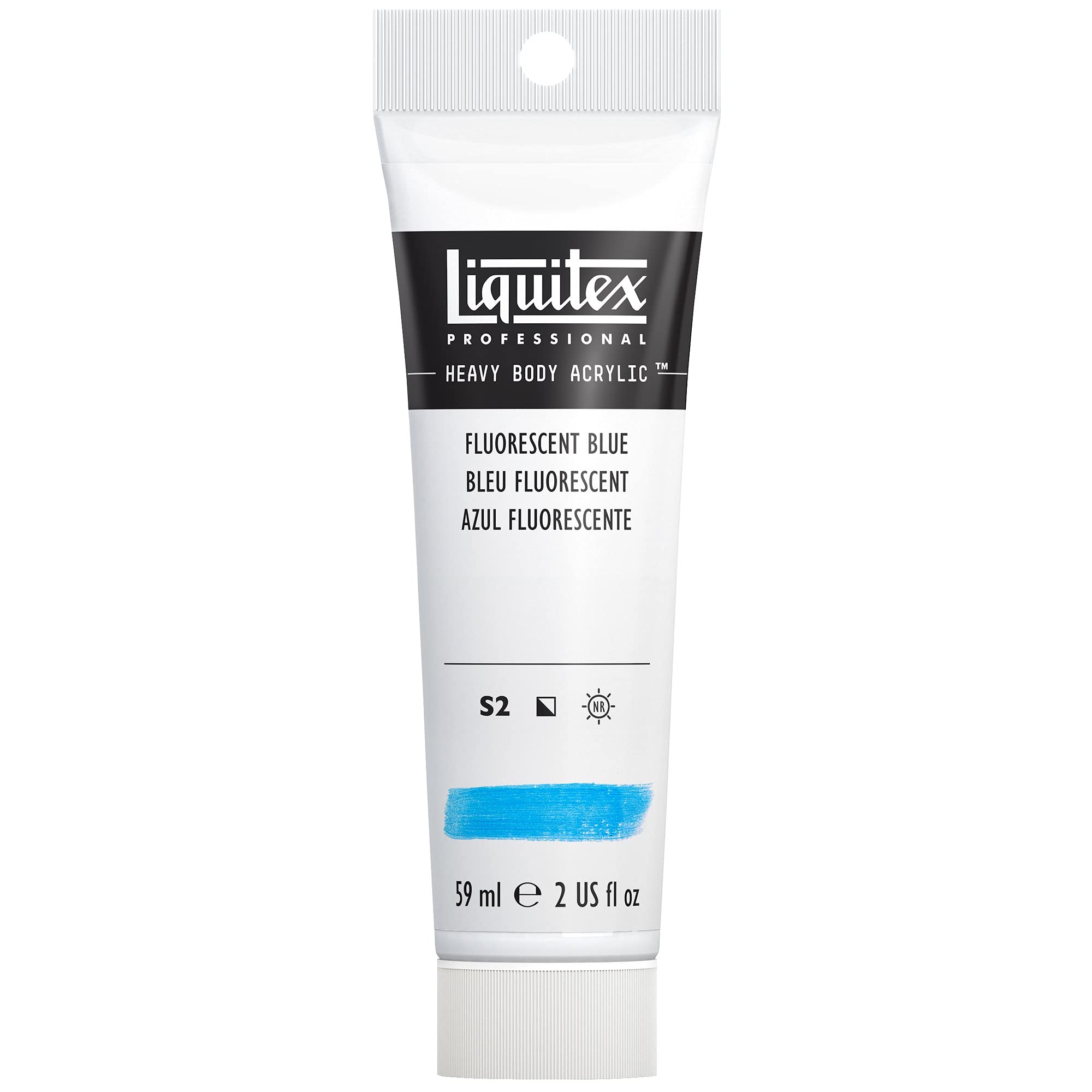 Liquitex 1045984 Professional Heavy Body Acrylfarbe in Künstlerqualität mit ausgezeichneter Lichtechtheit in buttriger Konsistenz, 59ml Tube - Fluo Blau