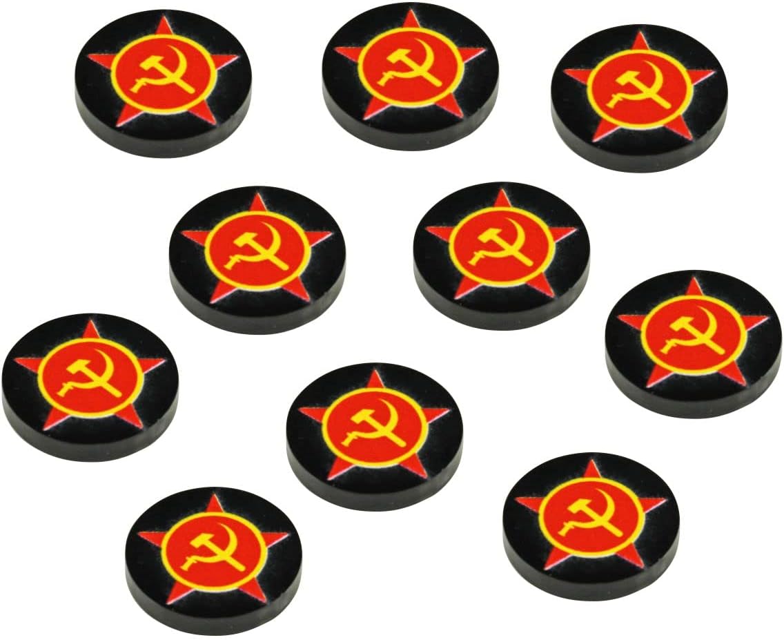LITKO World War Two Miniature Wargames National Faction Token Game Pieces Compatible with Bolt Action (10) (Soviet Union Communist)