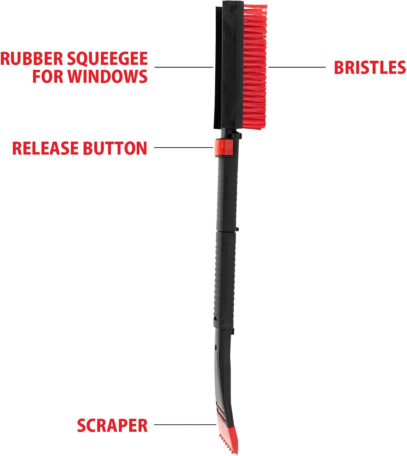 Oskar 22" Folding Snow Brush, Detachable Ice Scraper, Two-Way Brush and Squeegee, Compact Collapsible Design, Auto Window Snowbrush, Windshield Broom for Trucks, Car, SUV