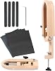 FOPPLA Stitching Pony,Adjustable Sewing Pony,Foldable Tabletop Horse Clamp,Saddle Clamp Craft Jig,Hand Guide Work Vise,Leatherworking DIY Craft Tool,Heavy Duty Sewing Holder,Beech Wood