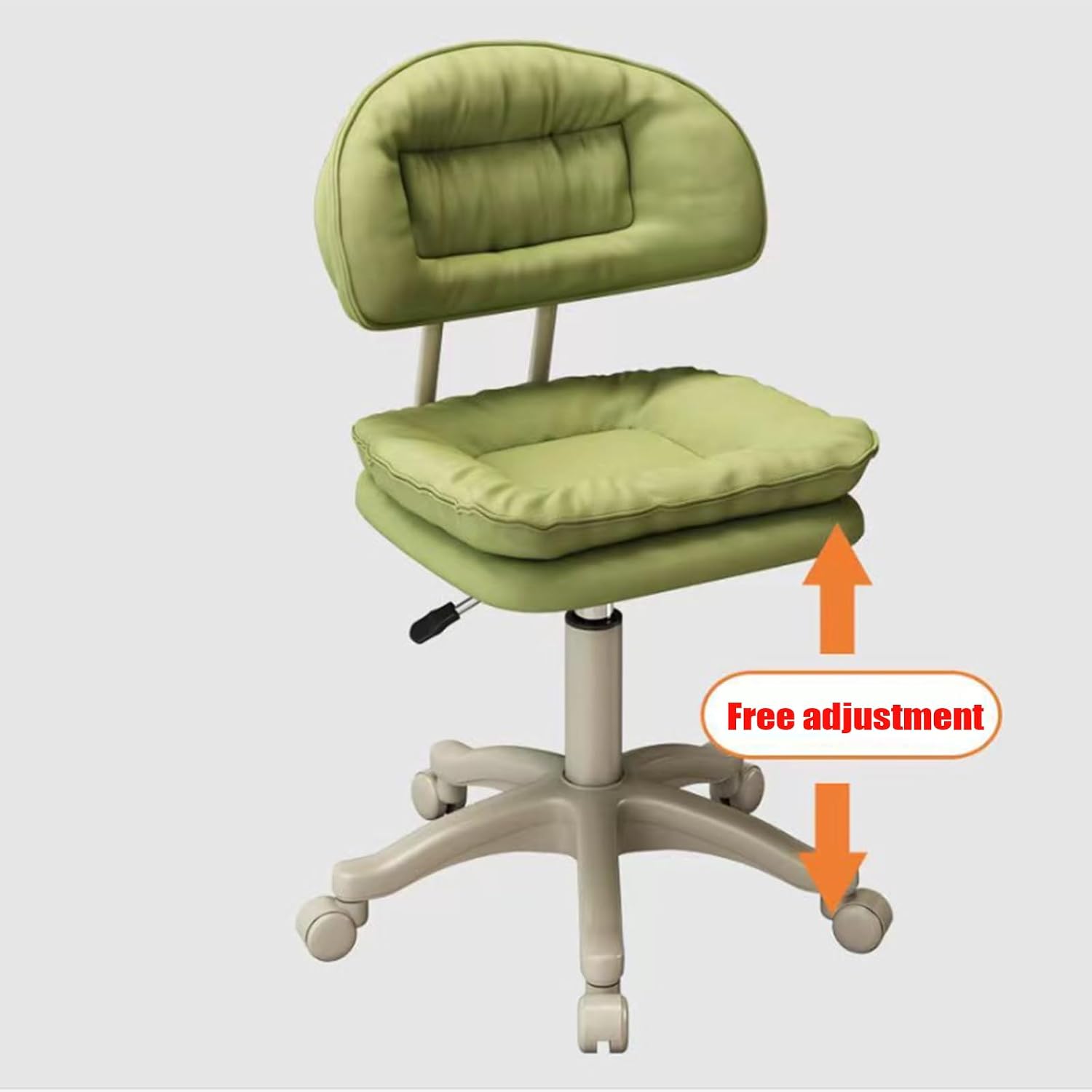 Adjustable Rolling Stool for Home Office & Beauty Salon, 360° Swivel Desk Chair with Backrest, Double-Layer Cushions for Comfort and Support, Perfect for Work & Relaxation
