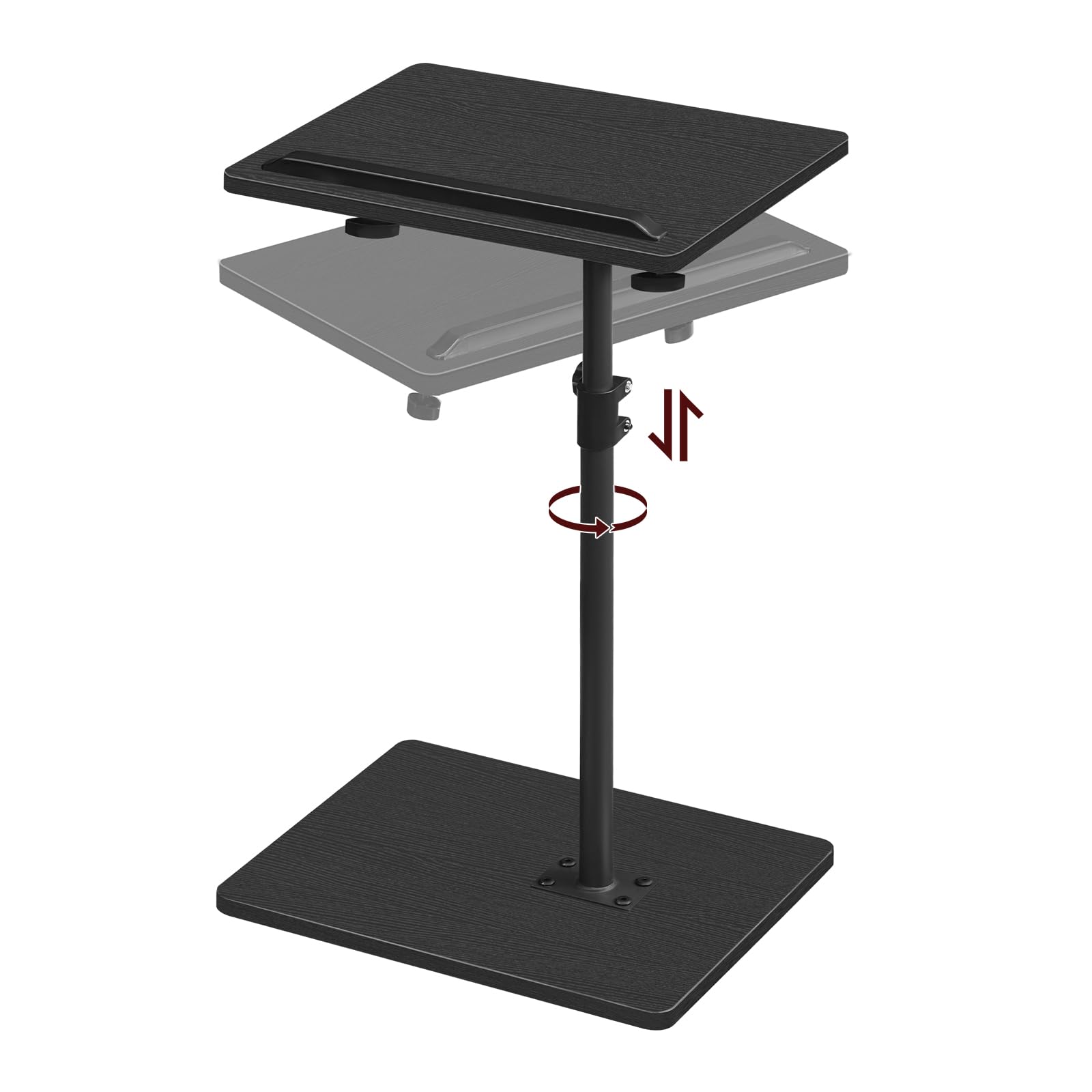 MAHANCRIS 360° Drehbarer Beistelltisch, C-Form, Wohnzimmertisch mit Einstellbarer Höhe von 50,8-75 cm, Nachttisch, Kaffeetisch, Sofatisch mit Metallgestell für kleine Räume, Schwarz AETBK4501