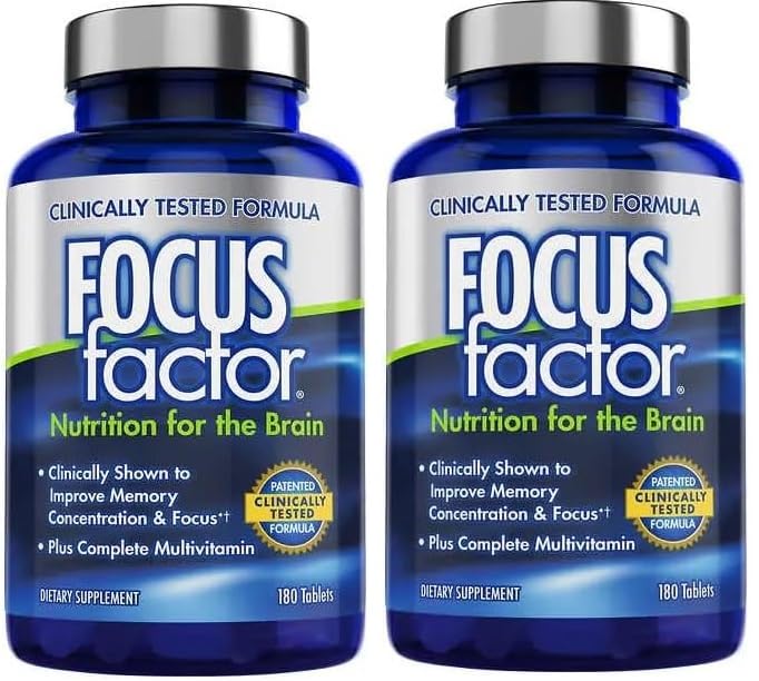 Focus FactorGeneric (Pack of 2) Brain Supplement Multivitamin Improve Memory and Clarity Boost Concentration Neuro Energy Learning Reasoning for Men and Women 180 Tablets(Total 360 Tablets)