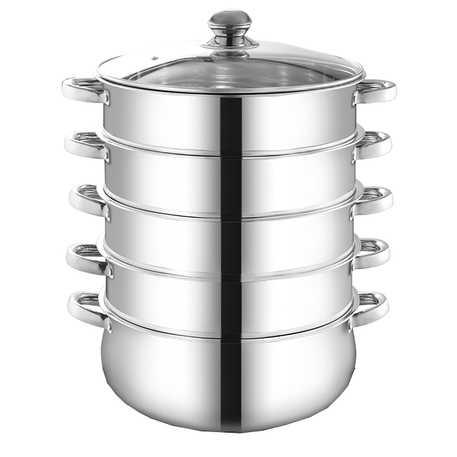 GTHTUHFD Steamer Pot/Soup Pot/Hot Pot/430 Stainless Steel,3-Layer Composite Pot Bottom,Steamed Seafood,Steamed Buns,Stewed Chicken Soup,36Cm,36Cm,36Cm (Size_Name 38Cm),size_name-38cm