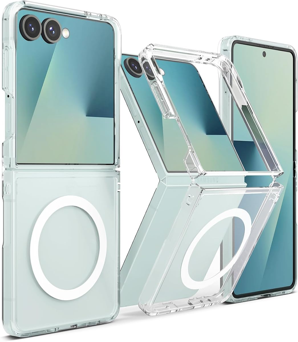 for Samsung Galaxy Z Flip 7 Case [Fusion Magnetic Clear] | Compatible with MagSafe, Low-Profile Open Hinge Maintains Original Form, Premium Hard PC Back & Flexible TPU Bumper