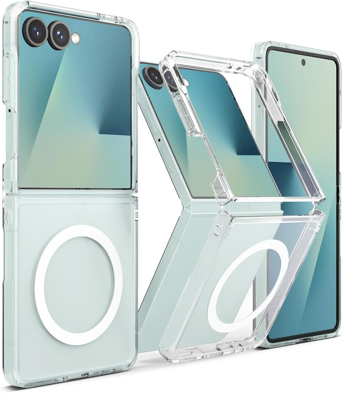 Ringke Fusion [Compatible with MagSafe] Designed for Samsung Galaxy Z Flip 7 Case, Lightweight Transparent Scratch Resistant Phone Cover for Women, Men - Magnetic Clear