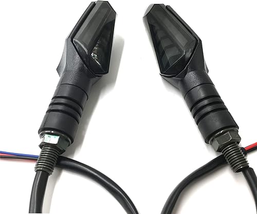 Miniatura 6 de Señales direccionales universales de motocicleta de doble color, LED amarillo ámbar que fluye intermitente e indicador de marcha diurna azul