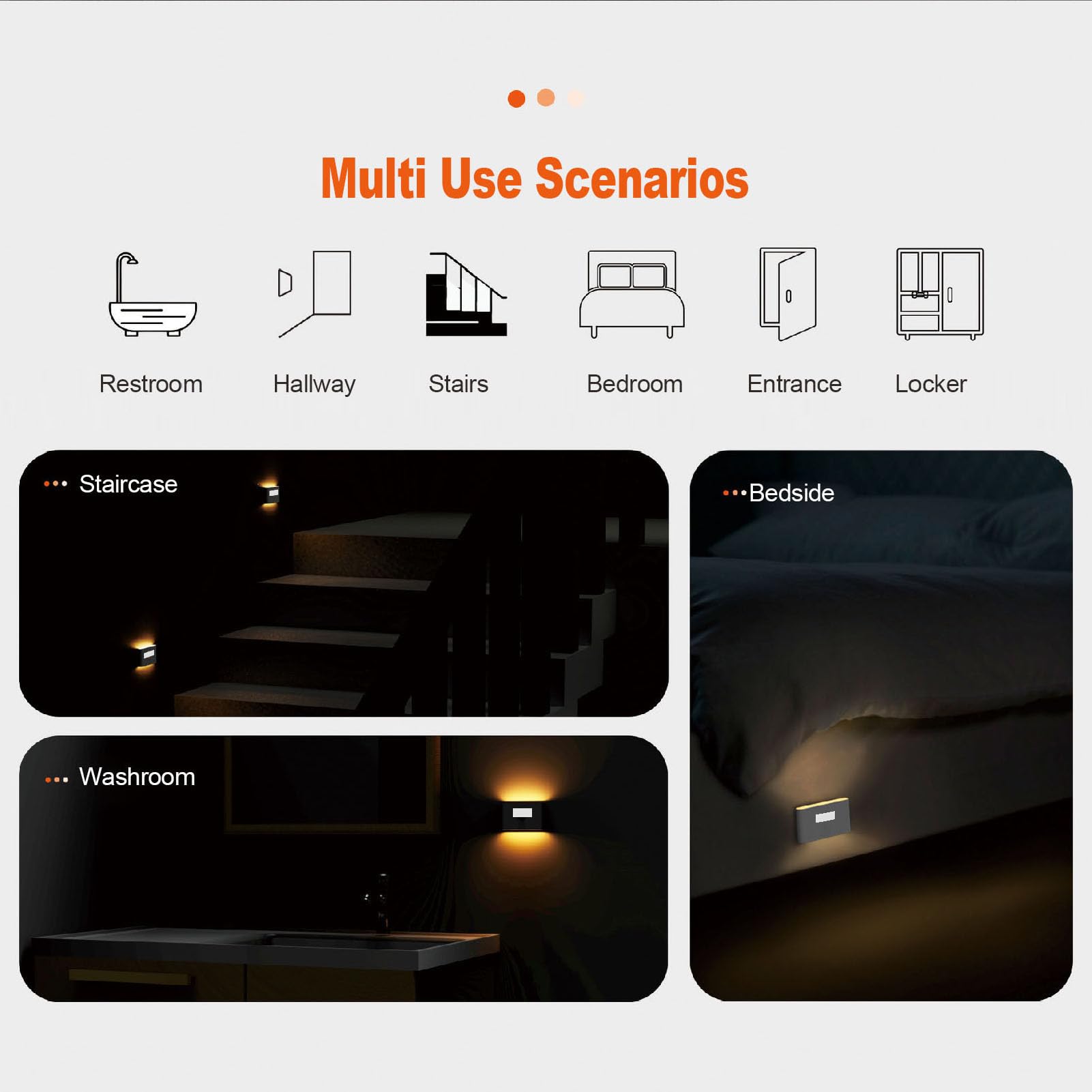 Luce notturna con sensore di movimento, luce notturna a LED magnetica ricaricabile di tipo C, luce notturna a LED 2700k con sensore di movimento illuminato su entrambi i lati